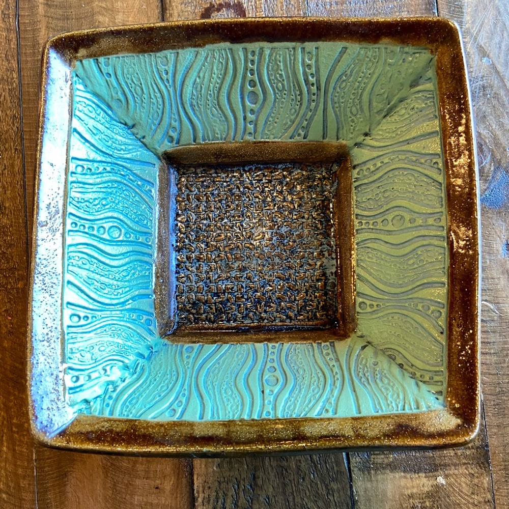 Handmade Ceramic bowl , approx 7.5” x 7.5” , earth tones